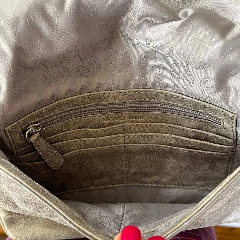 Michael Kors silver pewter gray chain bag clutch